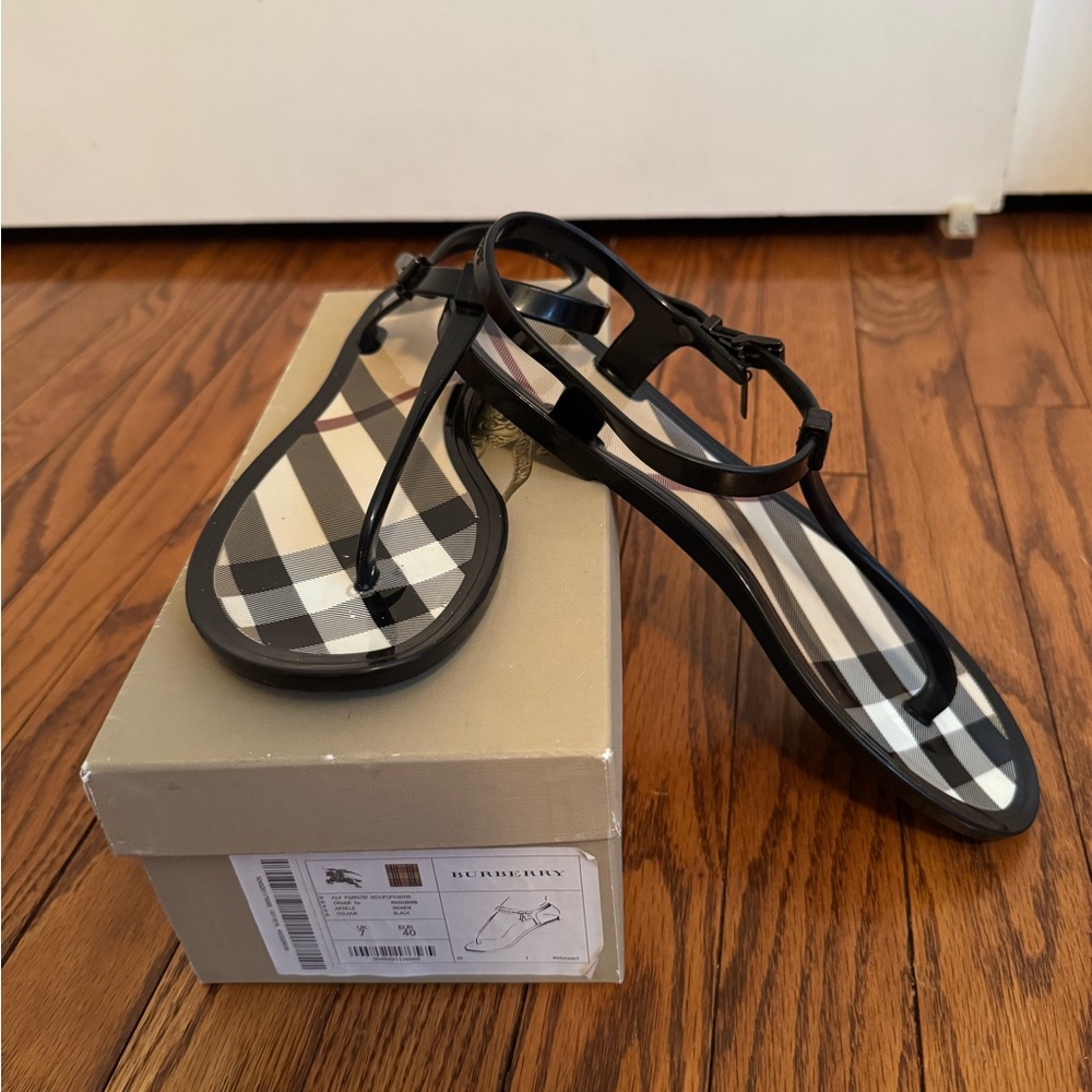 Burberry Black and White Jelly Sandals